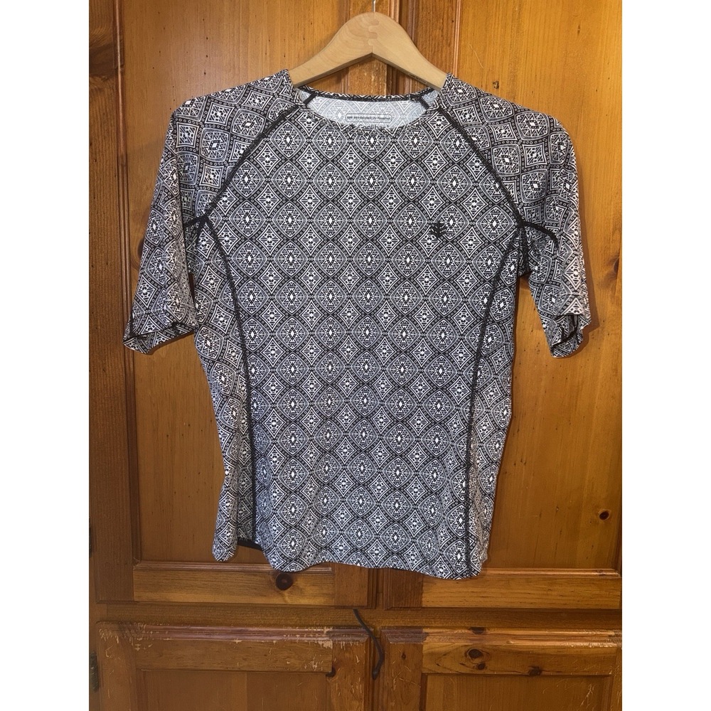 Coolibar Rash Guard UPF 50+ Short Sleeve Shirt Top Women's S Swim Floral Black
